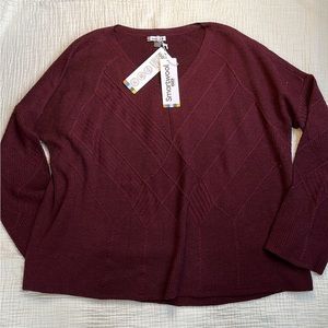 SmartWool textured v-neck wool sweater size large